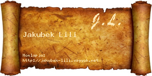 Jakubek Lili névjegykártya